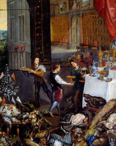 De smaak (detail) door Jan the Elder Brueghel