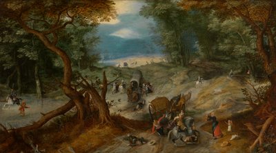 Reizigers Aangevallen door Soldaten door Jan the Elder Brueghel