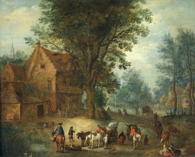 Dorpsscène, ca. 1640-60 door Jan the Elder Brueghel
