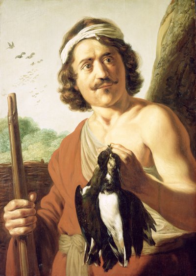 Lucht en jeugd: Jager met musket en gedode vogels door Jan the Elder Lievens