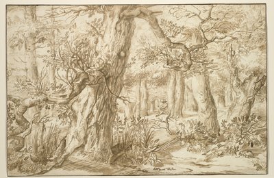 Bosinterieur met tekenaar, c.1664 door Jan the Elder Lievens