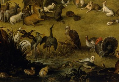 Groep dieren (detail) door Jan the Elder circle of Brueghel