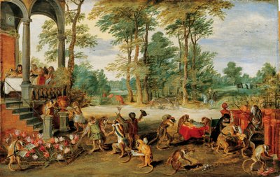 Een satire op Tulpenmanie, c. 1640 door Jan the Younger Brueghel
