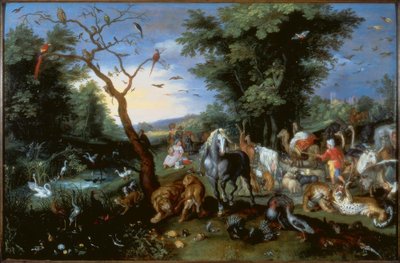 De intocht van de dieren in de ark van Noach door Jan the Younger Brueghel