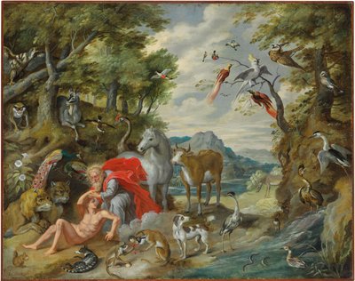 De schepping van Adam, uit Het verhaal van Adam en Eva door Jan Brueghel the Younger