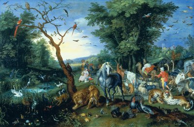 De Intocht van de Dieren in de Ark van Noach door Jan the Younger Brueghel