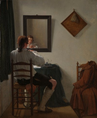 Een schrijver die zijn pen slijpt, 1784 door Jan the Younger Ekels