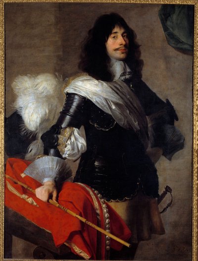 Portret van de kleinzoon van Pierre Corneille in uniform als kapitein van de Chevau-legers door Jan van Ryn