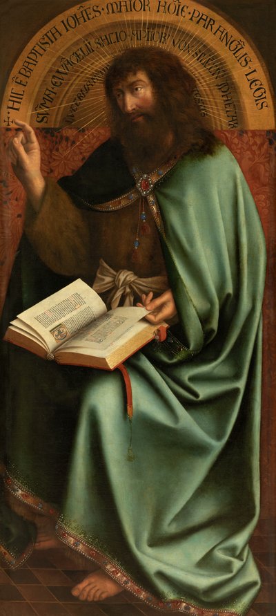 Johannes de Doper (olieverf op doek) door Jan van (after) Eyck