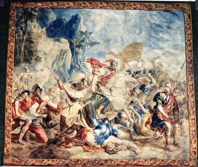 De slag van de Israëlieten en Amelikieten, uit de werkplaats van Frans en Pieter van der Borcht door Jan van (after) Orley