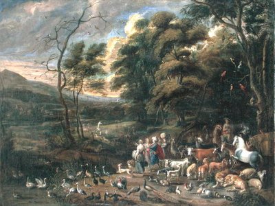 Noach en de dieren door Jan van (attr. to) Kessel
