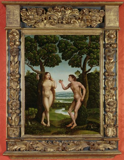Adam en Eva door Jan van (attr. to) Scorel