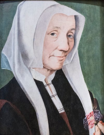 Portret van een oude vrouw, bekend als Luthers vrouw door Jan van (studio of) Scorel