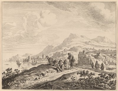 Uitzicht op de Rijn door Jan van Aken after Herman Saftleven
