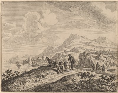 Uitzicht op de Rijn door Jan van Aken after Herman Saftleven