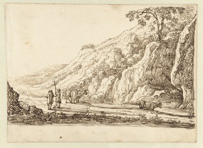 Landschap met herders en koeien door Jan van Almeloveen