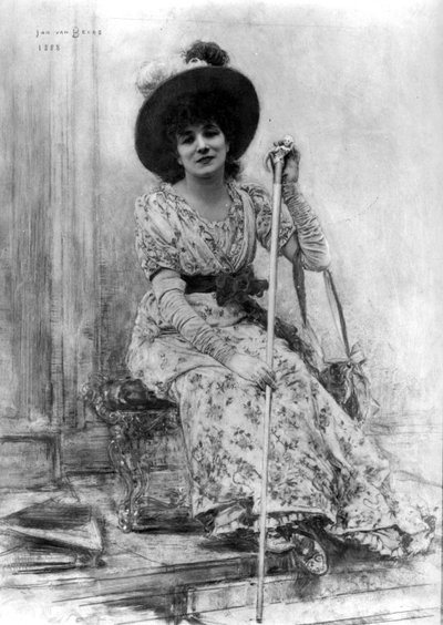 Portret van Sarah Bernhardt (1844-1923) door Jan van Beers