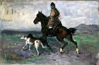 Ruiter met Windhonden, c.1890 door Jan van Chelminski