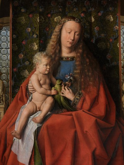 Detail (De Maagd en het Kind met de heiligen Donatianus en Joris en kanunnik Joris van der Paele, ca. 1436) door Jan van Eyck