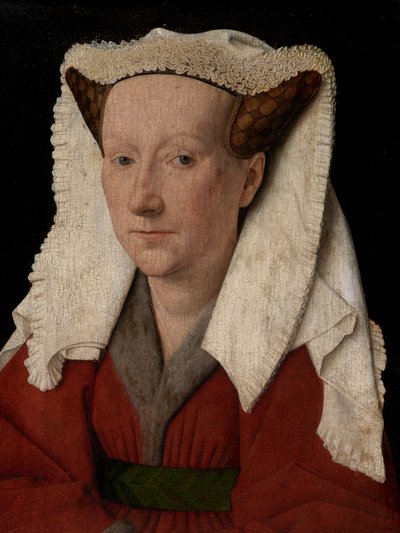Detail van Portret van Margareta van Eyck door Jan van Eyck