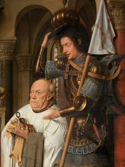Detail van de Maagd en Kind met kanunnik Joris van der Paele door Jan van Eyck