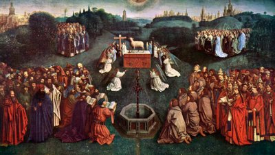 De Aanbidding van het Mystieke Lam, Het Gentse Altaarstuk, 1432, ca. 1900-1920 door Jan van Eyck