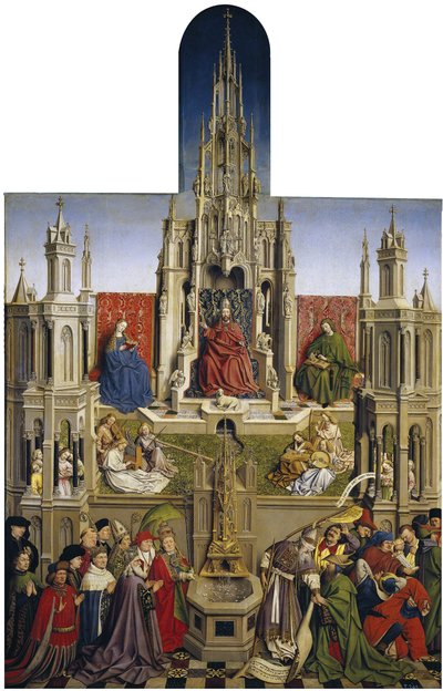 De fontein van genade en de triomf van Ecclesia over de synagoge door Jan van Eyck