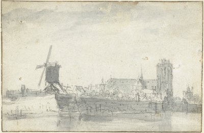 Gezicht op Dordrecht vanaf het water door Jan van Goyen (possibly)