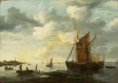 Avond aan de Maas door Jan van Goyen