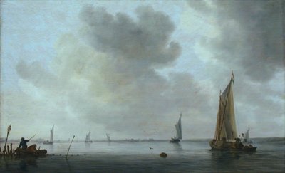 Vissersboten bij een Riviermonding door Jan van Goyen