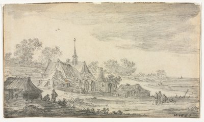 Groep Gebouwen aan een Kustlijn door Jan van Goyen
