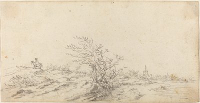 Ruiter tussen de duinen door Jan van Goyen