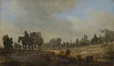 Landschap met boerenkar door Jan van Goyen