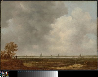 Panoramisch Uitzicht op een Rivier met Laaggelegen Weiden door Jan van Goyen