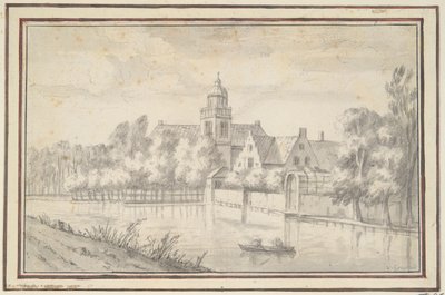 Uitzicht op kasteel en huis aan de rivier door Jan van Goyen