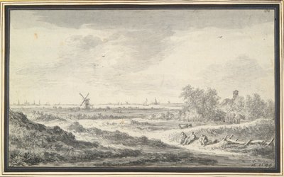 Uitzicht op een rivier met duinen op de voorgrond door Jan van Goyen