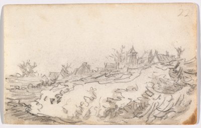 Dorp op zonnige heuvel door Jan van Goyen