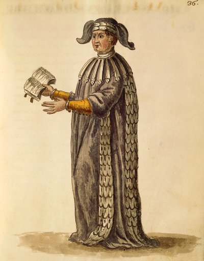 Doktersgewaad, Gli Abiti de Veneziani, uit geïllustreerd kostuumboek door Jan van Grevenbroeck