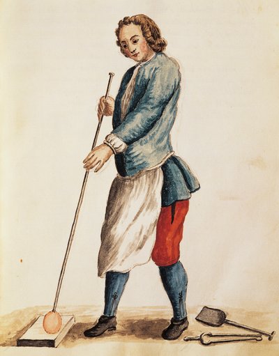 Glasblazer van Muranoglas, illustratie uit Geïllustreerd boek van Venetiaanse kostuums, door Jan Grevenbroeck (1731-1807), aquarel, Italië door Jan van Grevenbroeck