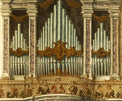 Orgel, detail van cantata van putti, door Giovanni Grevembroch door Jan van Grevenbroeck