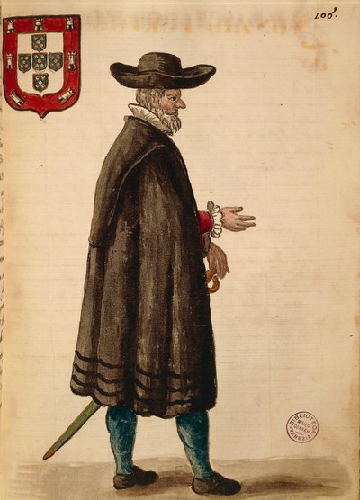 Portugese ambassadeur, Gli Abiti de Veneziani, uit geïllustreerd kostuumboek door Jan van Grevenbroeck