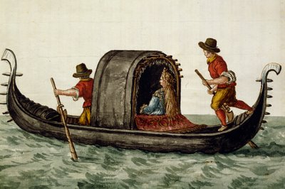 Venetiaanse bruid wordt per gondel naar haar bruiloft gebracht door Jan van Grevenbroeck