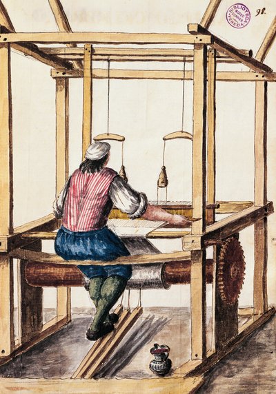 Wever, illustratie door Jan van Grevenbroeck (1731-1807) uit Het kleed van de Venetianen manuscript, Italië door Jan van Grevenbroeck