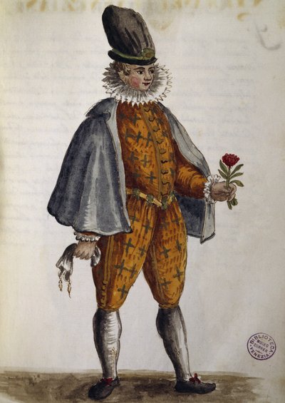 Jonge Venetiaan, aquarel uit De Venetiaanse kleding, van bijna elke leeftijd zorgvuldig verzameld en geschilderd in de 18e eeuw, door Jan van Grevenbroeck of Giovanni Grevembroch (1731-1807), Italië door Jan van Grevenbroeck