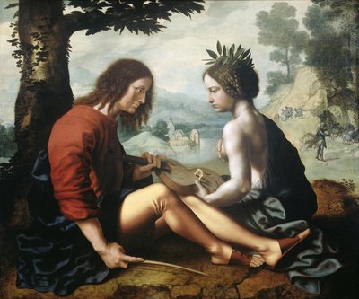 Allegorie van de Natuur als de Moeder van de Kunst door Jan van Hemessen
