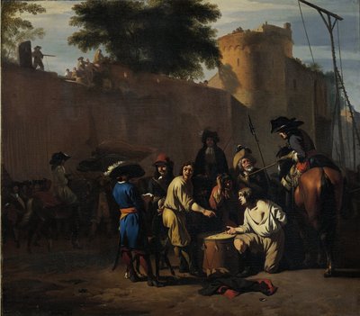 Het Werpen van de Dobbelstenen voor Leven of Dood door Jan van Huchtenburg