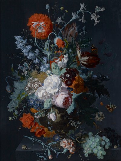 Stilleven van bloemen en fruit door Jan van Huysum