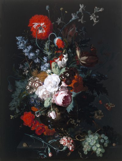 Stilleven van bloemen en fruit door Jan van Huysum
