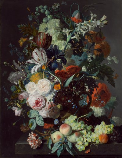 Stilleven met bloemen en fruit, ca. 1715 door Jan van Huysum