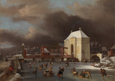 Zicht op de Heiligewegspoort in Amsterdam door Jan van Kessel the Elder